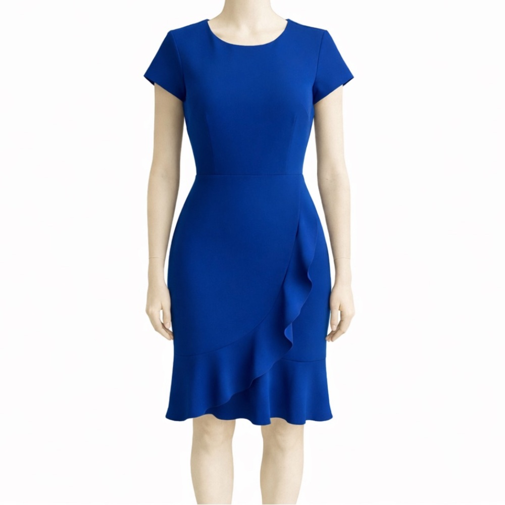 Karl Lagerfeld Paris Blue Ruffled Flounce Dress